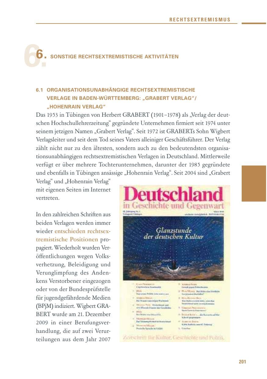 Seite 199 des Verfassungsschutzbericht 2010 Baden-Württemberg