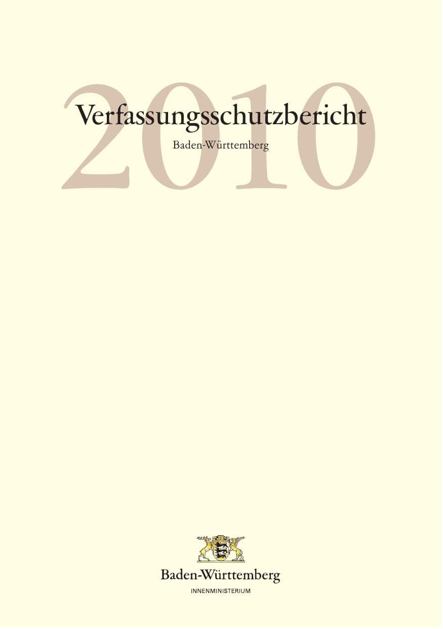 Seite 3 des Verfassungsschutzbericht 2010 Baden-Württemberg