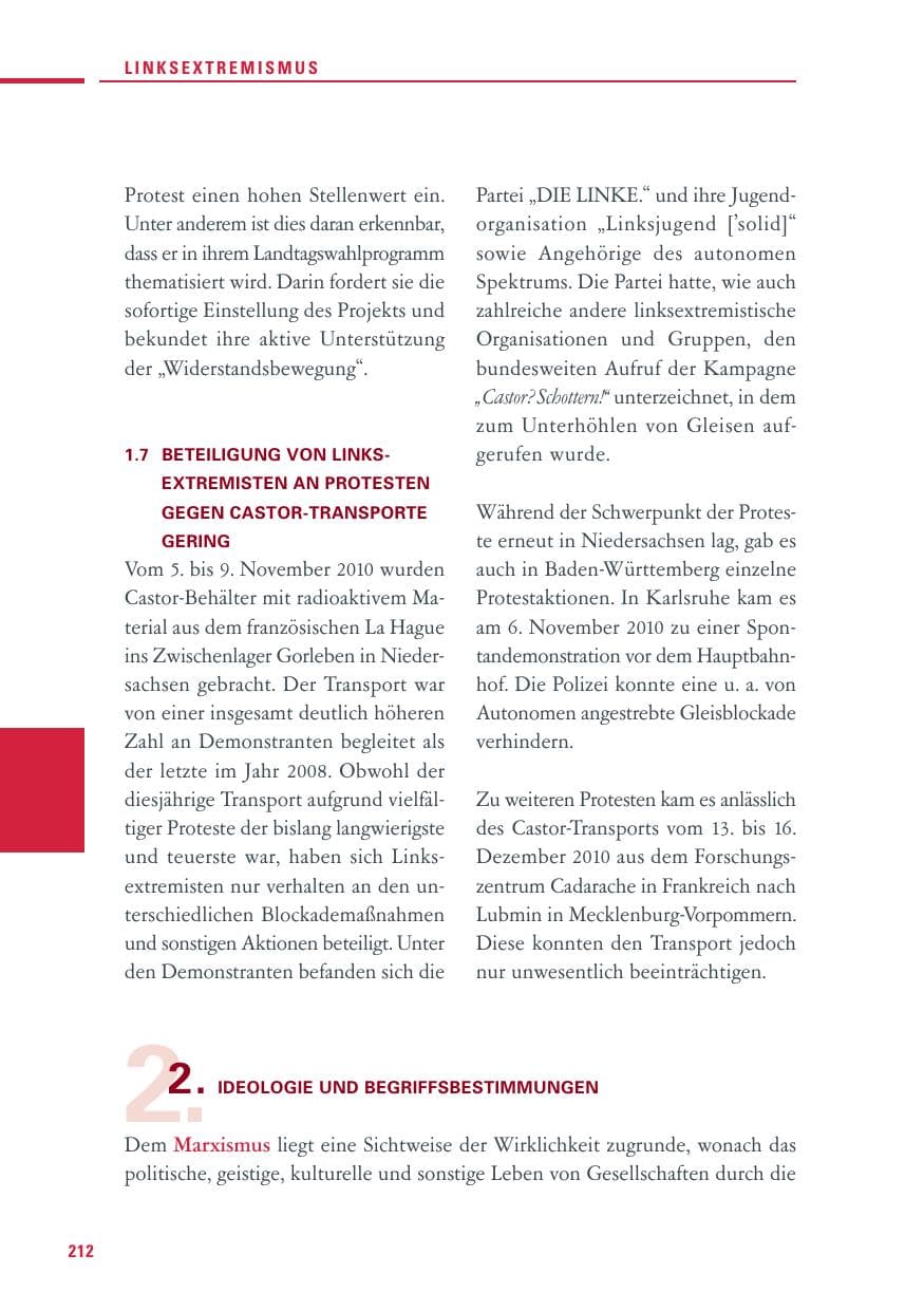 Seite 210 des Verfassungsschutzbericht 2010 Baden-Württemberg