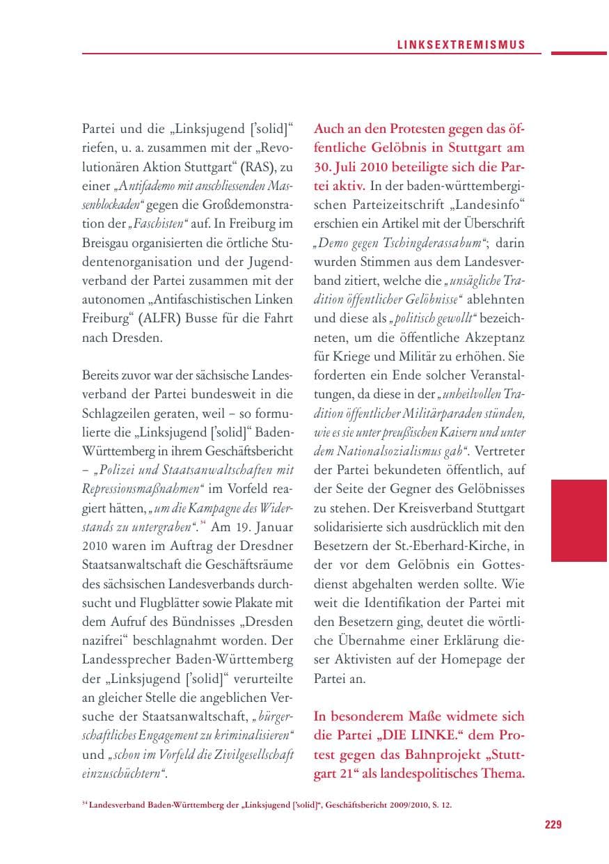 Seite 227 des Verfassungsschutzbericht 2010 Baden-Württemberg