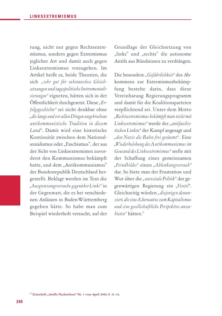 Seite 238 des Verfassungsschutzbericht 2010 Baden-Württemberg