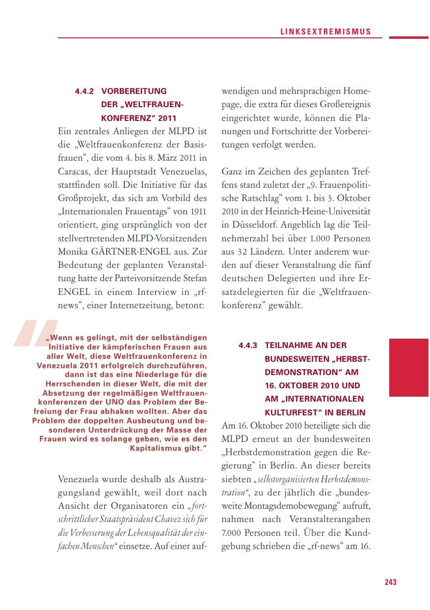 Seite 241 des Verfassungsschutzbericht 2010 Baden-Württemberg