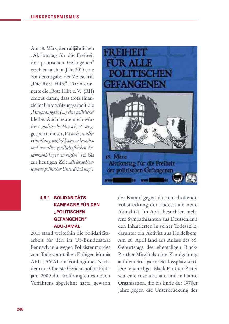Seite 244 des Verfassungsschutzbericht 2010 Baden-Württemberg