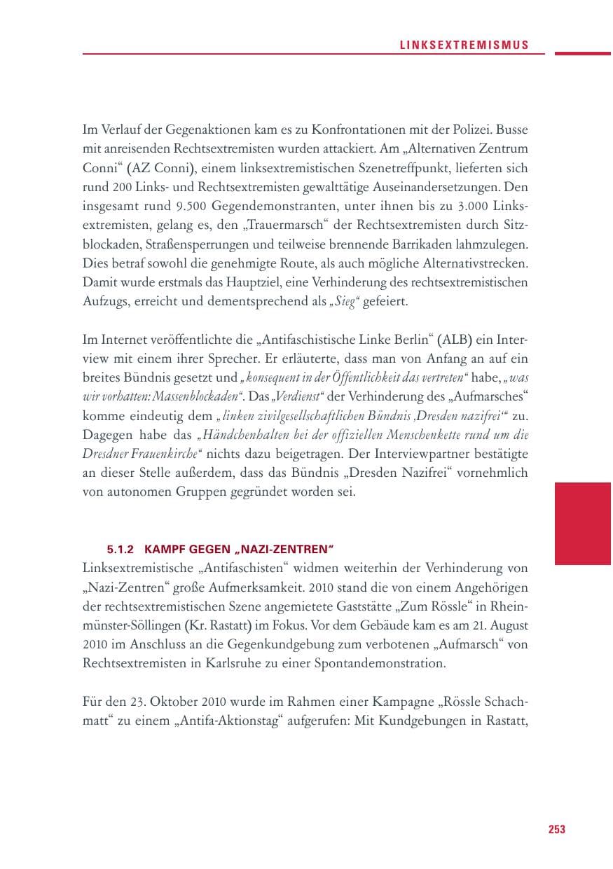 Seite 251 des Verfassungsschutzbericht 2010 Baden-Württemberg
