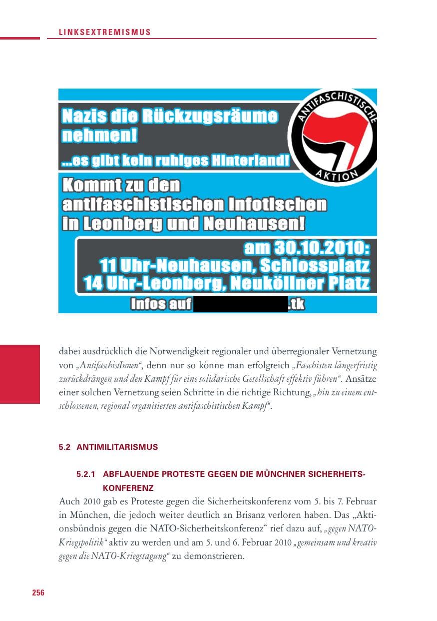 Seite 254 des Verfassungsschutzbericht 2010 Baden-Württemberg