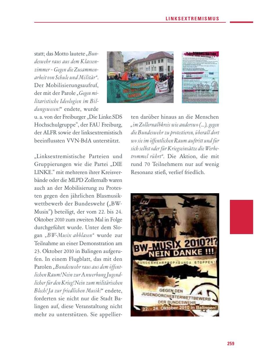 Seite 257 des Verfassungsschutzbericht 2010 Baden-Württemberg