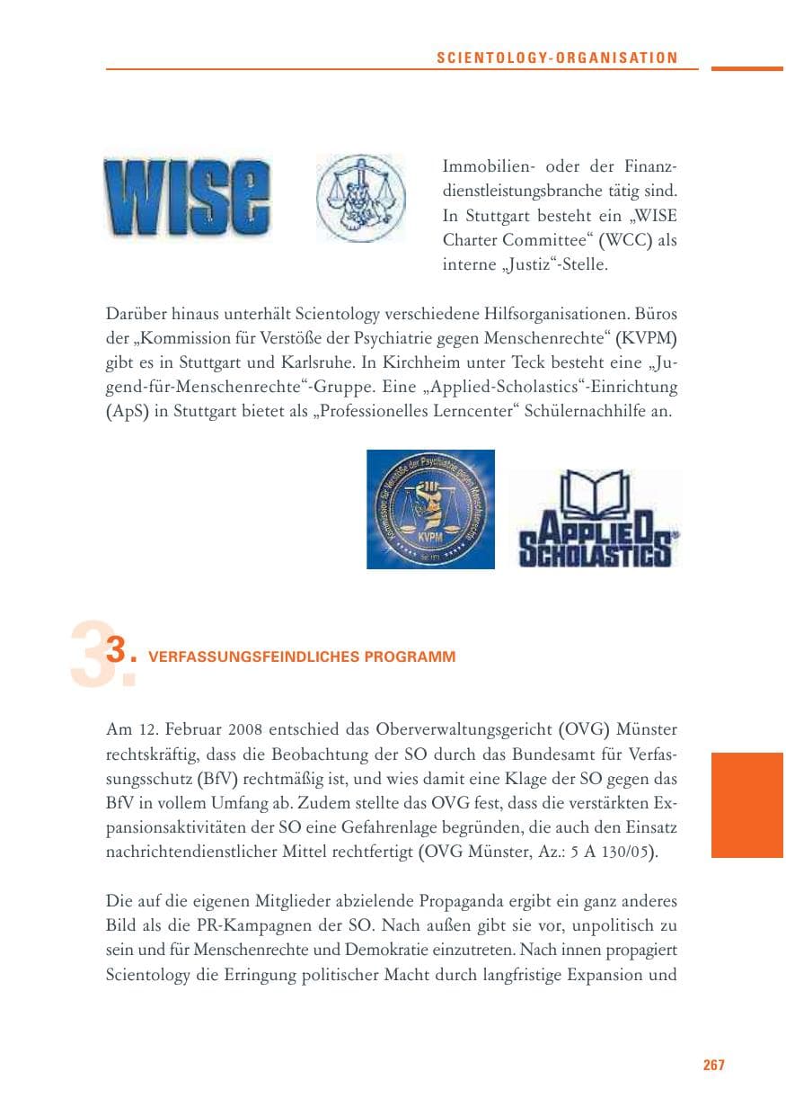 Seite 265 des Verfassungsschutzbericht 2010 Baden-Württemberg
