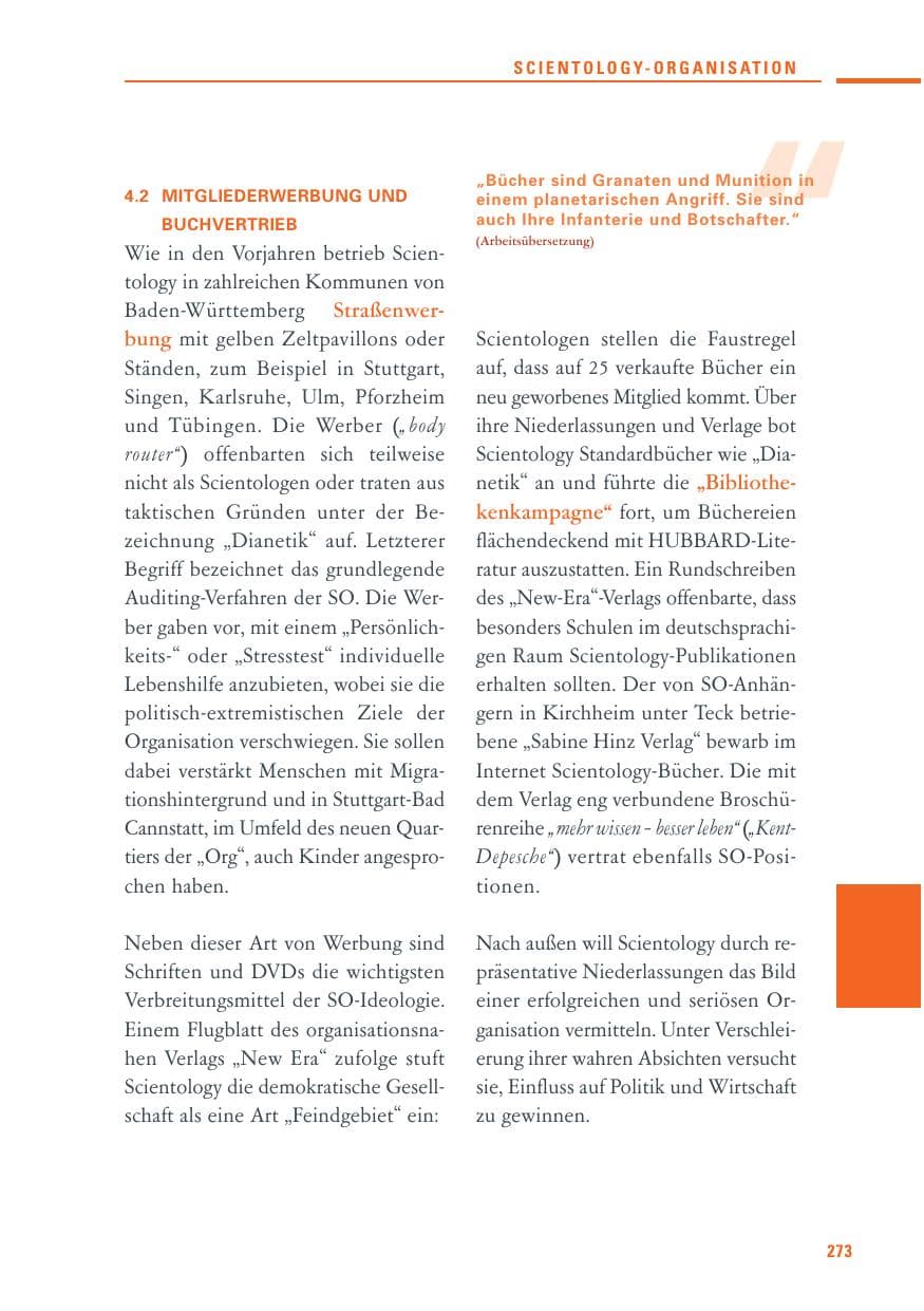 Seite 271 des Verfassungsschutzbericht 2010 Baden-Württemberg
