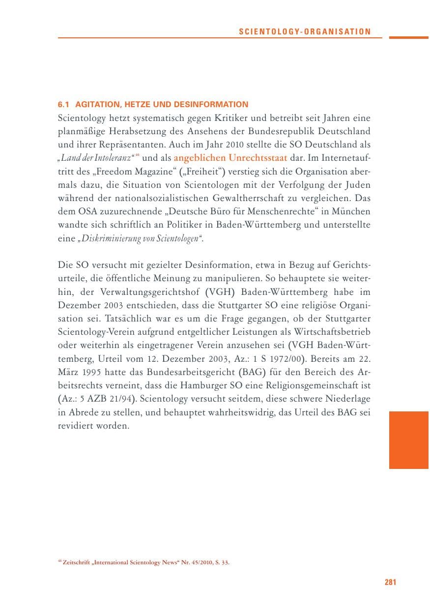 Seite 279 des Verfassungsschutzbericht 2010 Baden-Württemberg