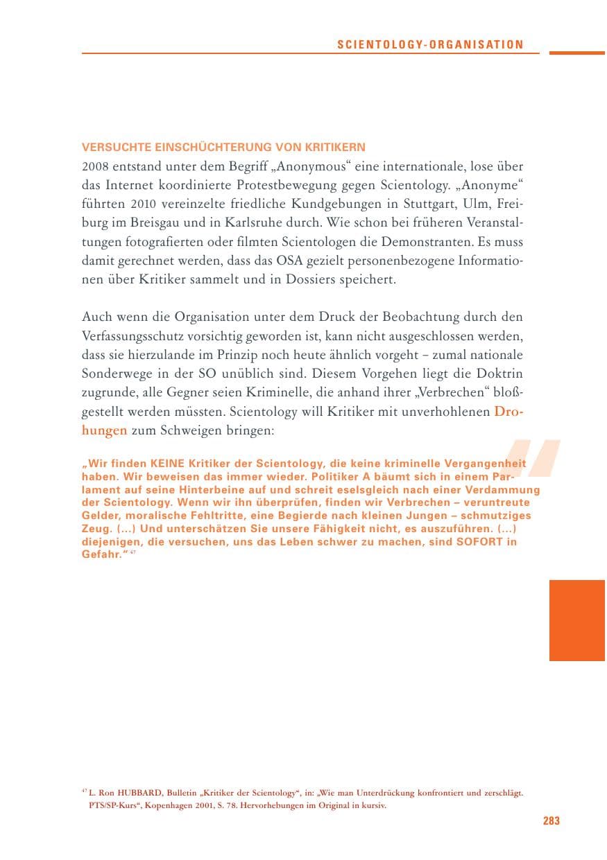 Seite 281 des Verfassungsschutzbericht 2010 Baden-Württemberg