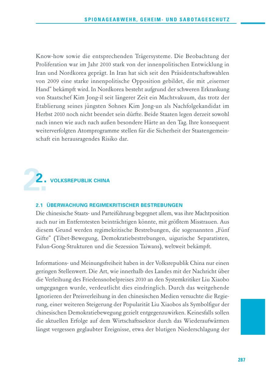 Seite 285 des Verfassungsschutzbericht 2010 Baden-Württemberg