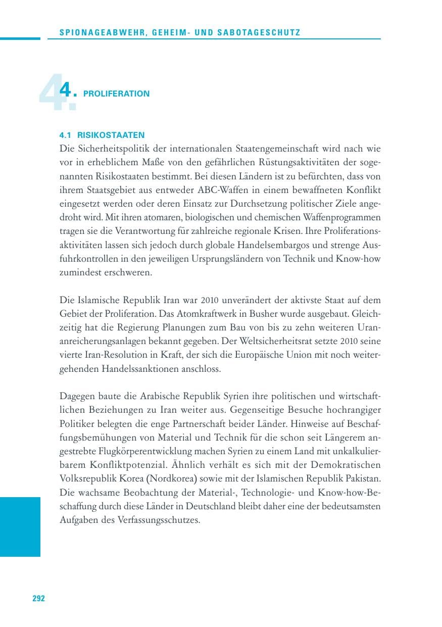 Seite 290 des Verfassungsschutzbericht 2010 Baden-Württemberg