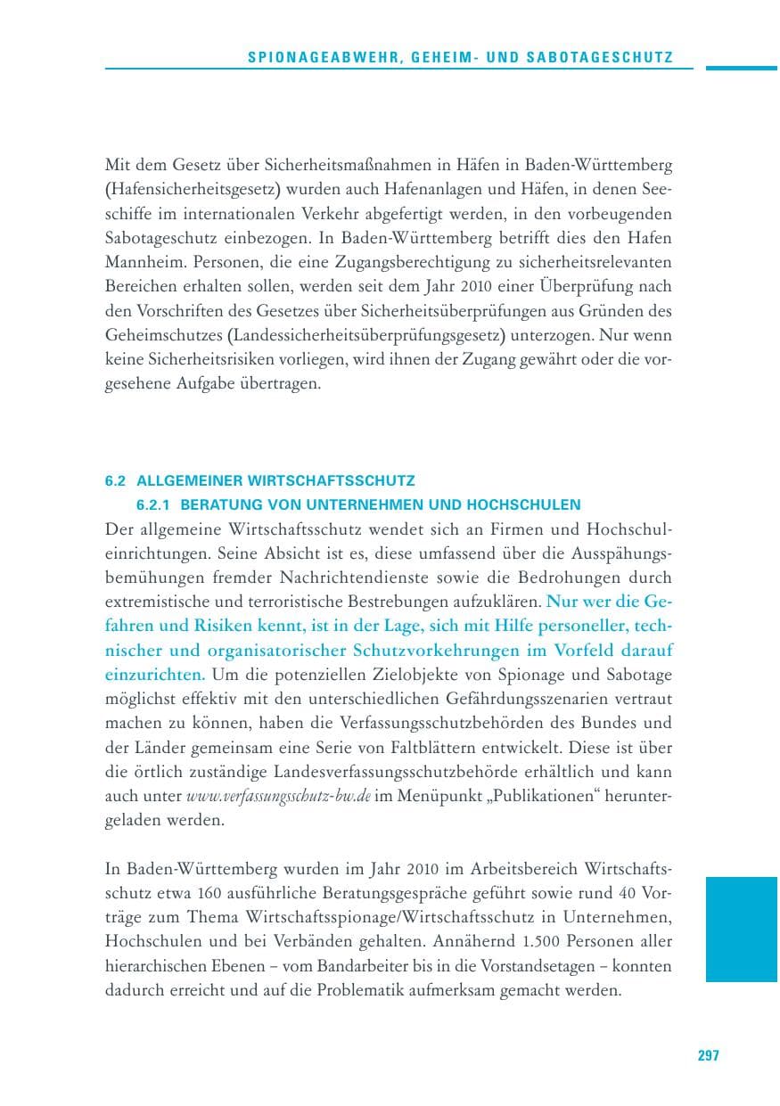 Seite 295 des Verfassungsschutzbericht 2010 Baden-Württemberg