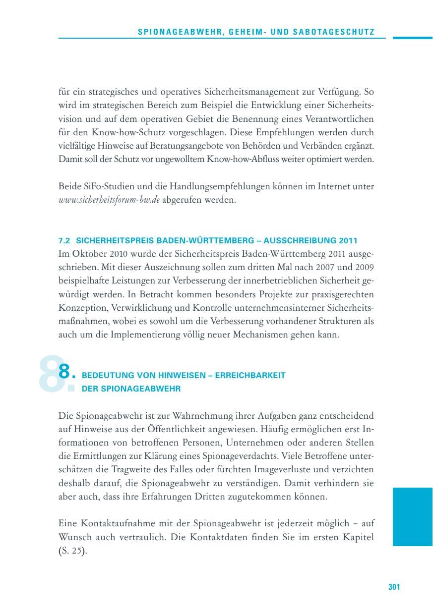 Seite 299 des Verfassungsschutzbericht 2010 Baden-Württemberg