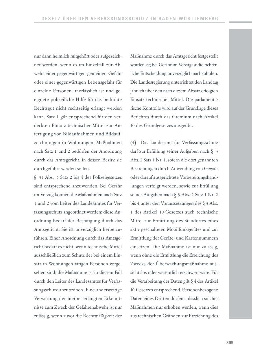 Seite 307 des Verfassungsschutzbericht 2010 Baden-Württemberg
