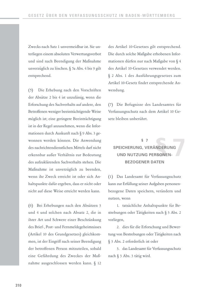 Seite 308 des Verfassungsschutzbericht 2010 Baden-Württemberg