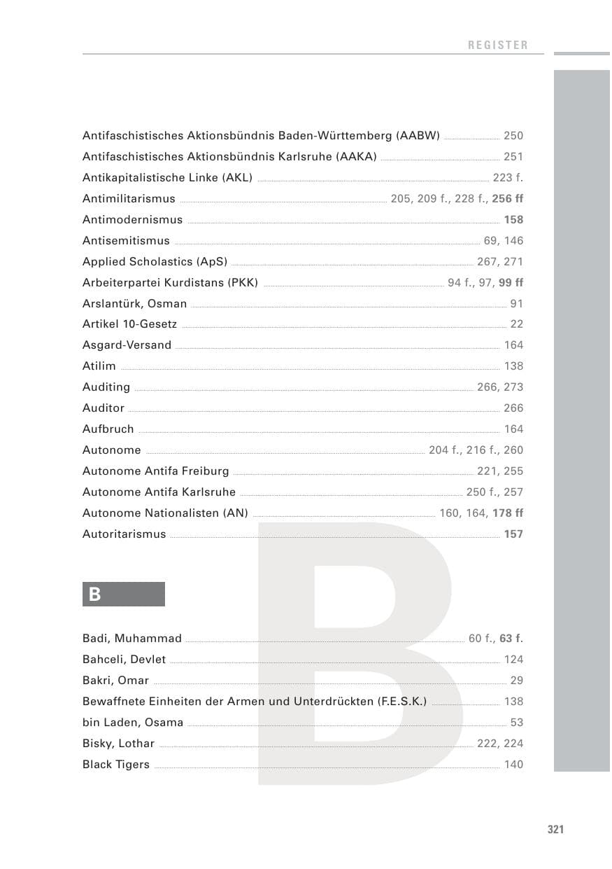 Seite 319 des Verfassungsschutzbericht 2010 Baden-Württemberg