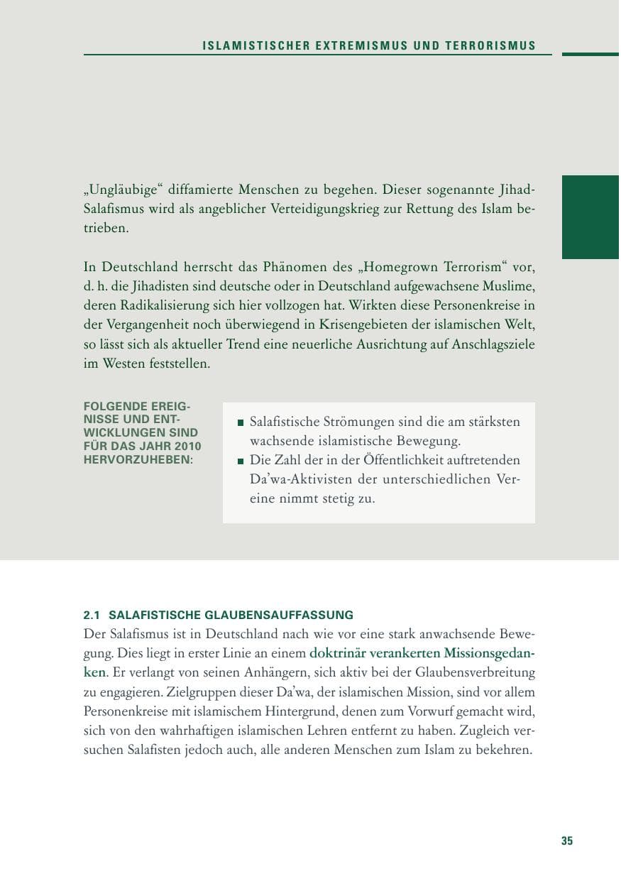 Seite 33 des Verfassungsschutzbericht 2010 Baden-Württemberg