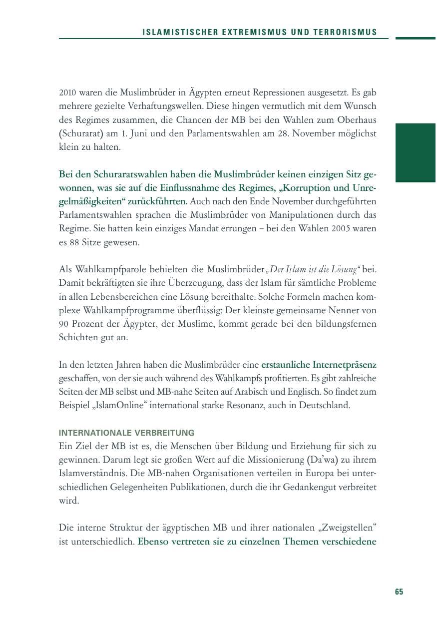 Seite 63 des Verfassungsschutzbericht 2010 Baden-Württemberg