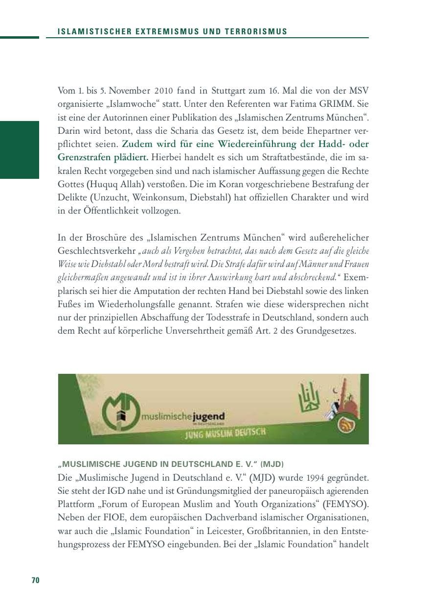 Seite 68 des Verfassungsschutzbericht 2010 Baden-Württemberg
