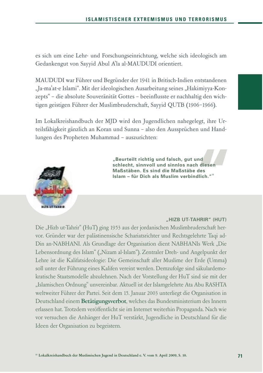 Seite 69 des Verfassungsschutzbericht 2010 Baden-Württemberg