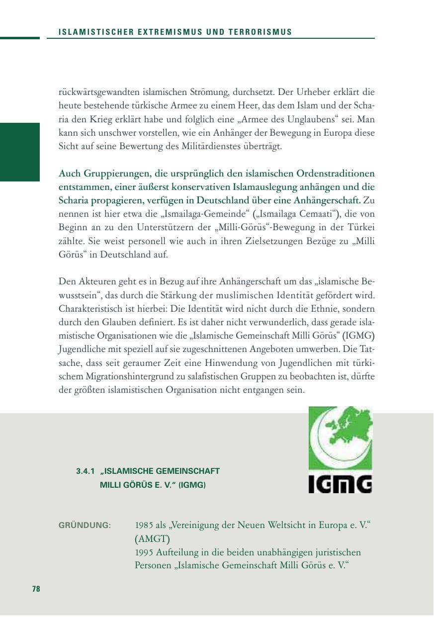 Seite 76 des Verfassungsschutzbericht 2010 Baden-Württemberg