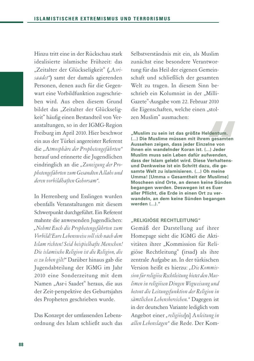 Seite 86 des Verfassungsschutzbericht 2010 Baden-Württemberg