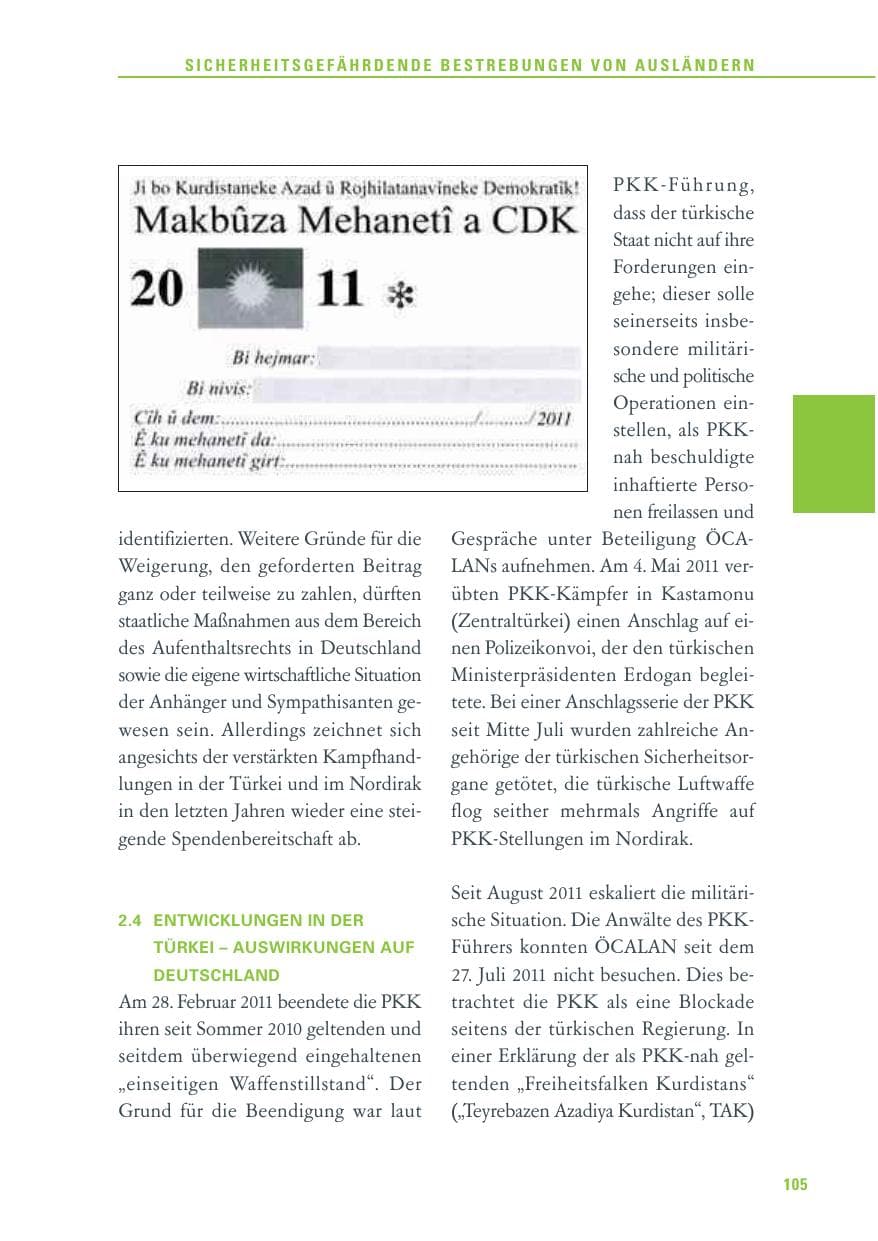Seite 106 des Verfassungsschutzbericht 2011 Baden-Württemberg