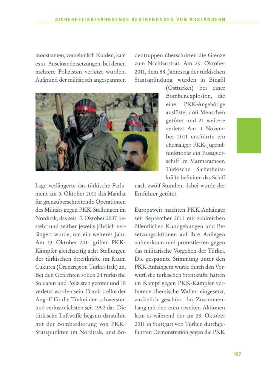 Seite 108 des Verfassungsschutzbericht 2011 Baden-Württemberg