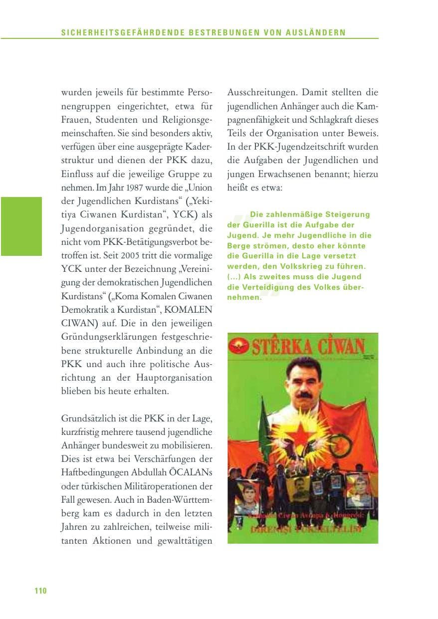 Seite 111 des Verfassungsschutzbericht 2011 Baden-Württemberg
