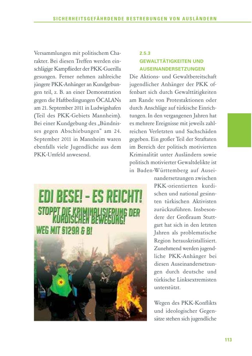Seite 114 des Verfassungsschutzbericht 2011 Baden-Württemberg