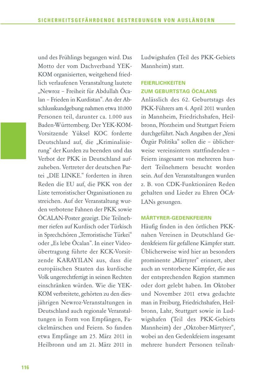 Seite 117 des Verfassungsschutzbericht 2011 Baden-Württemberg