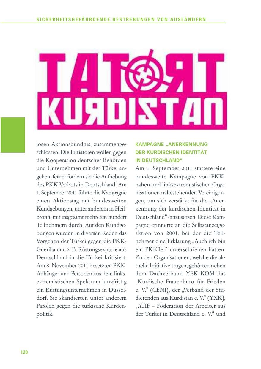 Seite 121 des Verfassungsschutzbericht 2011 Baden-Württemberg