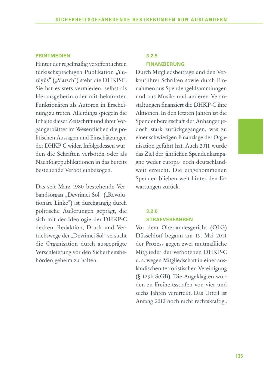 Seite 136 des Verfassungsschutzbericht 2011 Baden-Württemberg
