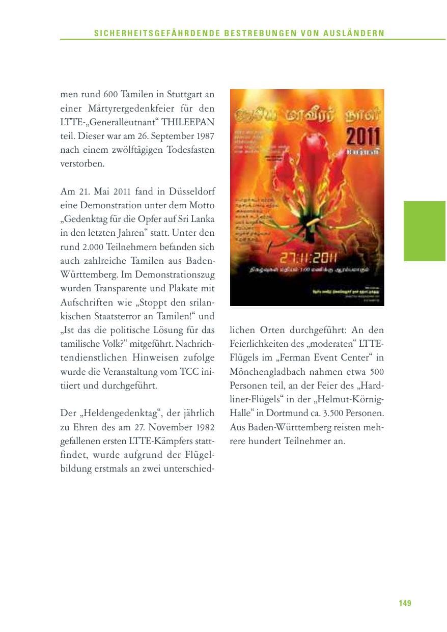 Seite 150 des Verfassungsschutzbericht 2011 Baden-Württemberg