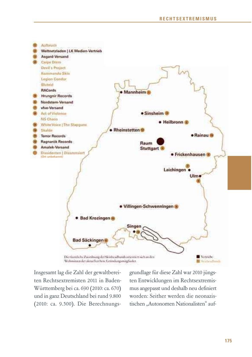 Seite 176 des Verfassungsschutzbericht 2011 Baden-Württemberg
