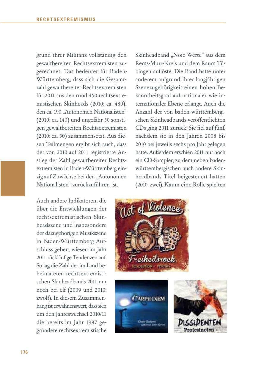 Seite 177 des Verfassungsschutzbericht 2011 Baden-Württemberg