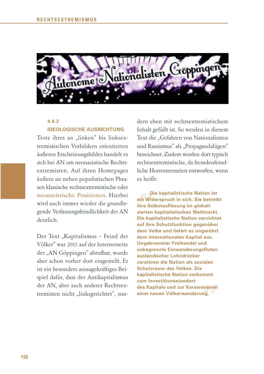 Seite 193 des Verfassungsschutzbericht 2011 Baden-Württemberg