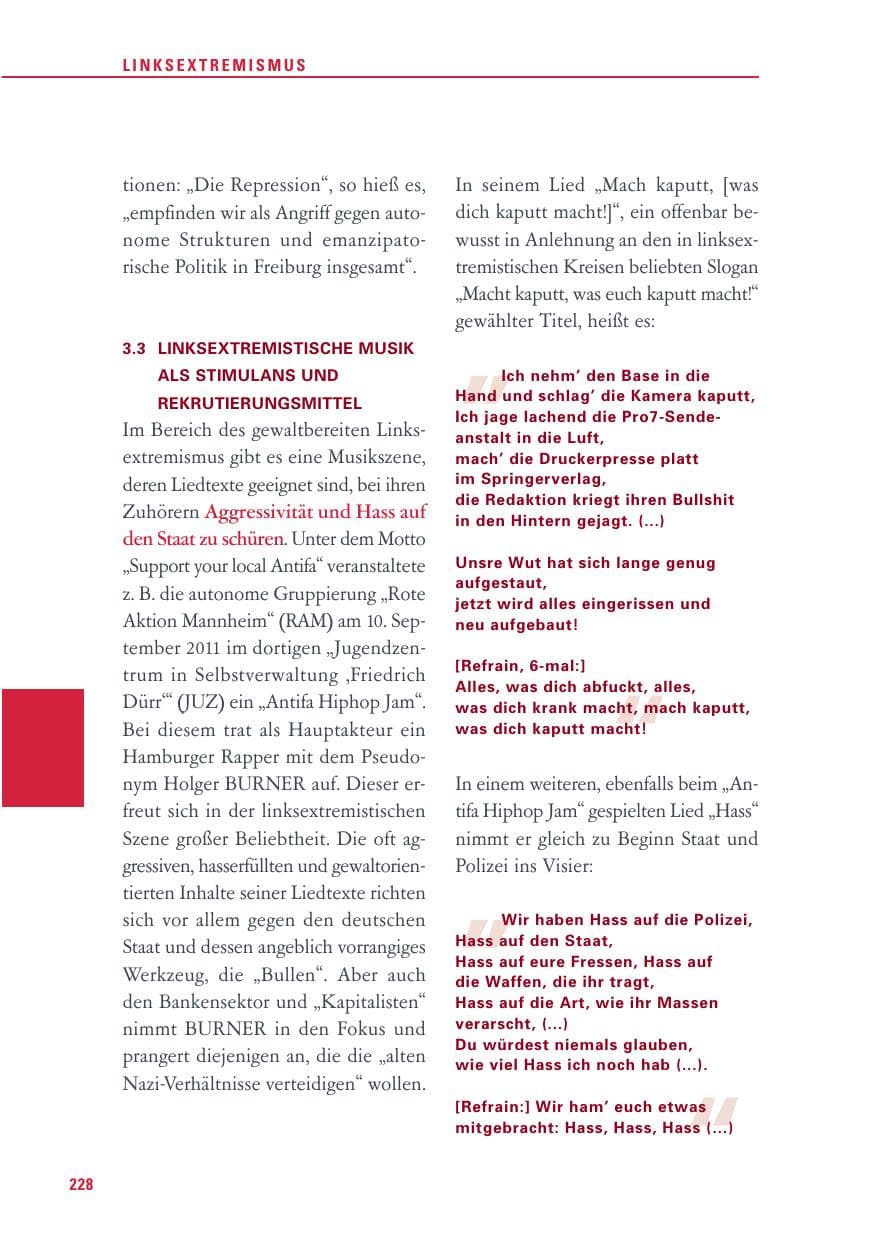Seite 229 des Verfassungsschutzbericht 2011 Baden-Württemberg