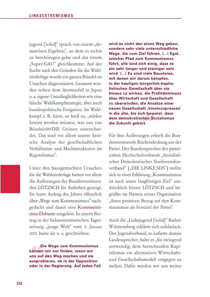 Seite 233 des Verfassungsschutzbericht 2011 Baden-Württemberg