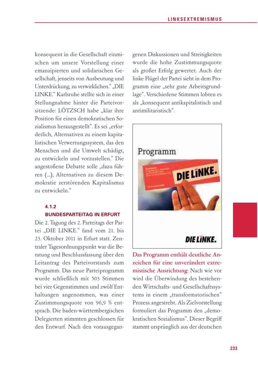 Seite 234 des Verfassungsschutzbericht 2011 Baden-Württemberg