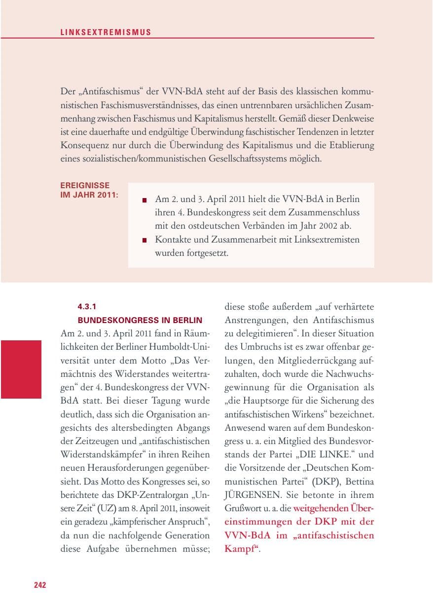 Seite 243 des Verfassungsschutzbericht 2011 Baden-Württemberg