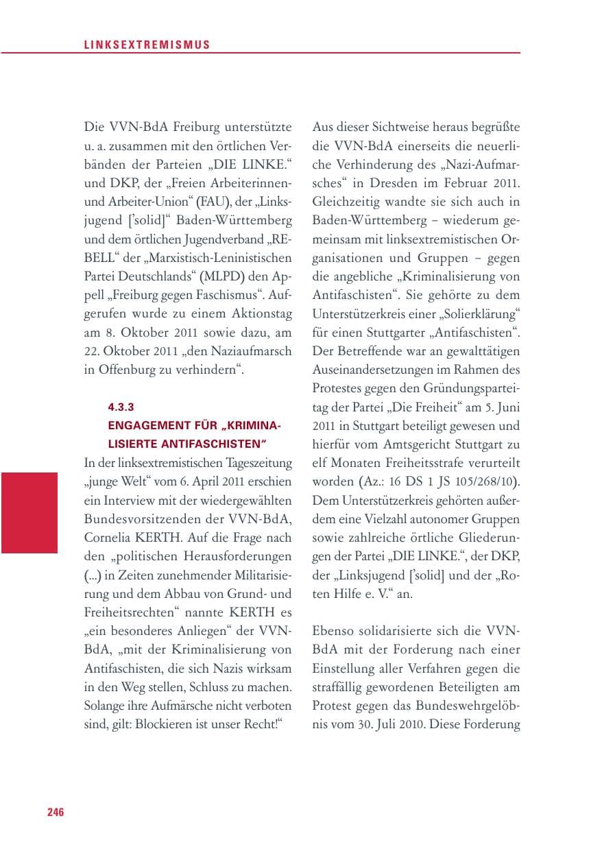 Seite 247 des Verfassungsschutzbericht 2011 Baden-Württemberg