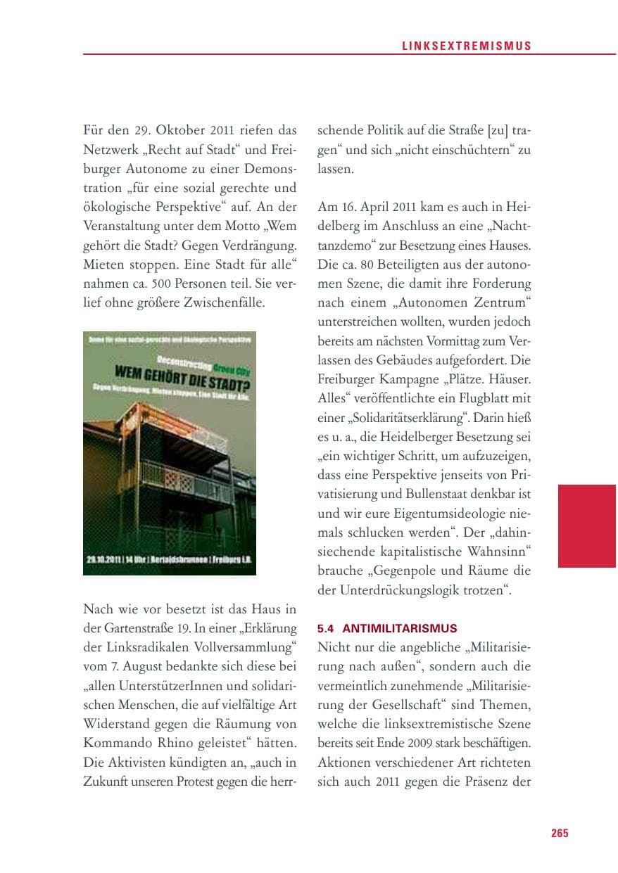 Seite 266 des Verfassungsschutzbericht 2011 Baden-Württemberg