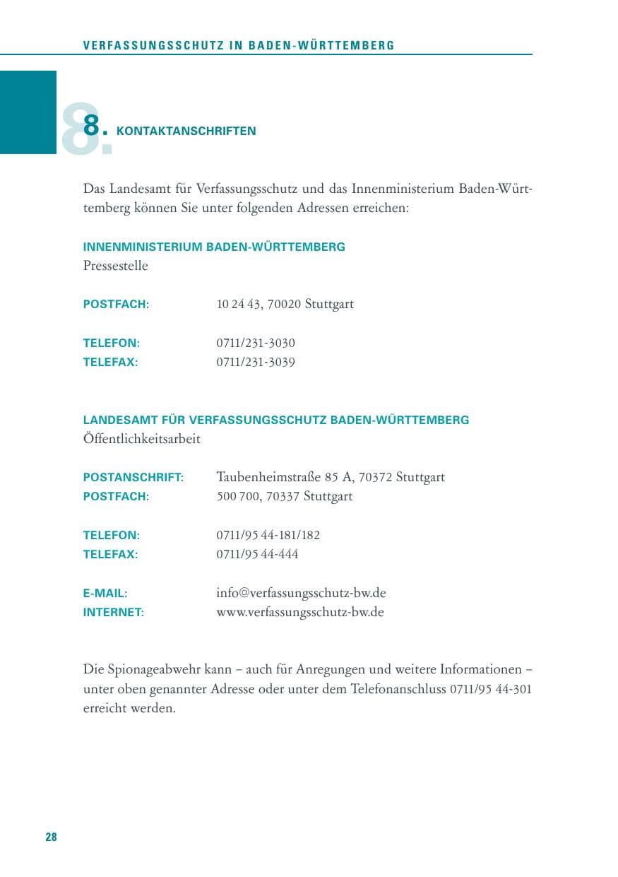 Seite 29 des Verfassungsschutzbericht 2011 Baden-Württemberg