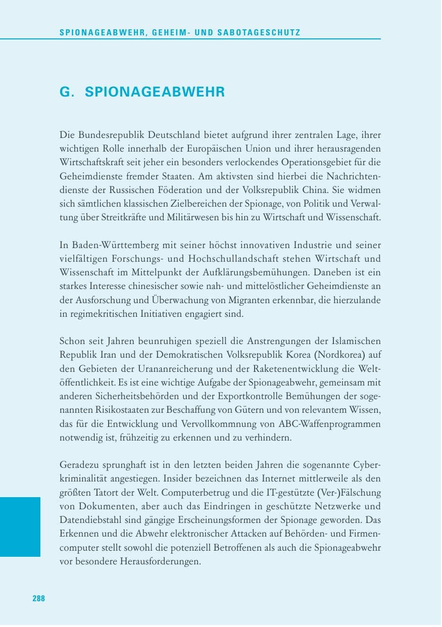 Seite 289 des Verfassungsschutzbericht 2011 Baden-Württemberg