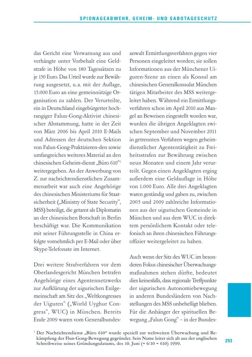 Seite 294 des Verfassungsschutzbericht 2011 Baden-Württemberg