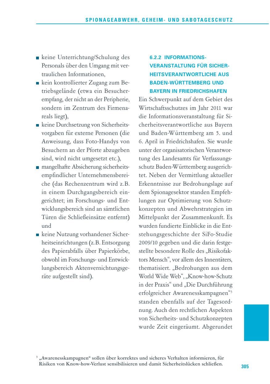Seite 306 des Verfassungsschutzbericht 2011 Baden-Württemberg