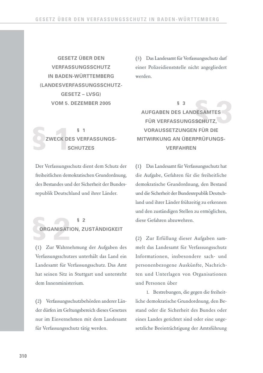 Seite 311 des Verfassungsschutzbericht 2011 Baden-Württemberg
