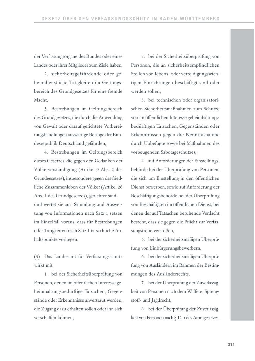 Seite 312 des Verfassungsschutzbericht 2011 Baden-Württemberg